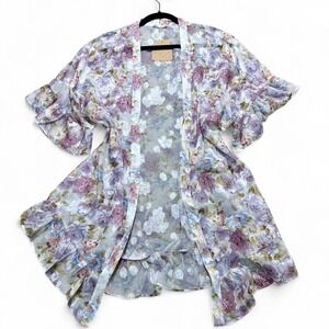 Kori Lavender floral oversize lightweight sheer kimono duster